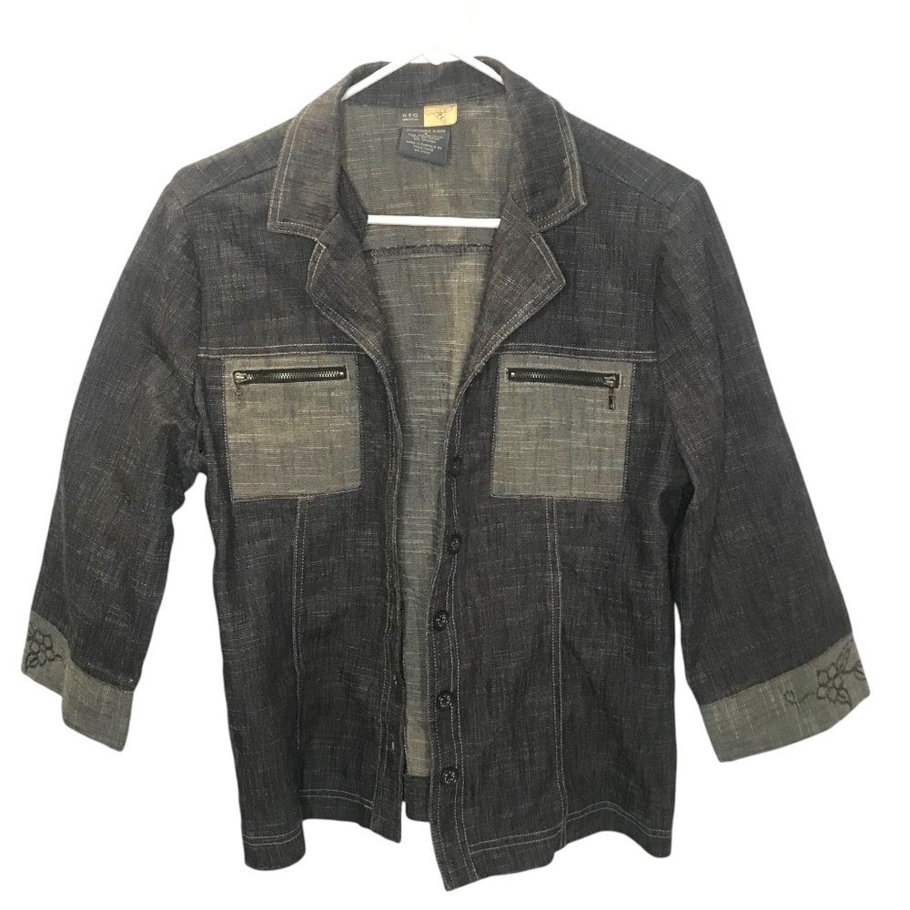 Women’s Linen Blend Button Up Jacket Lightweight Utility Blazer Top - Picture 2 of 16
